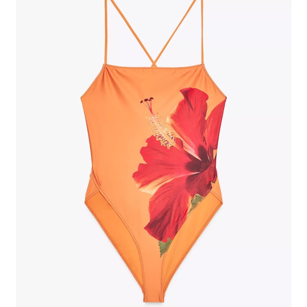 Orange Zara One Piece Swimsuit